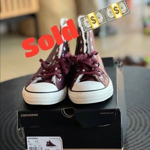 SOLD!!Converse CT All Star Hi Deep Bordeaux Sherpa lined Leather Sneakers $75
